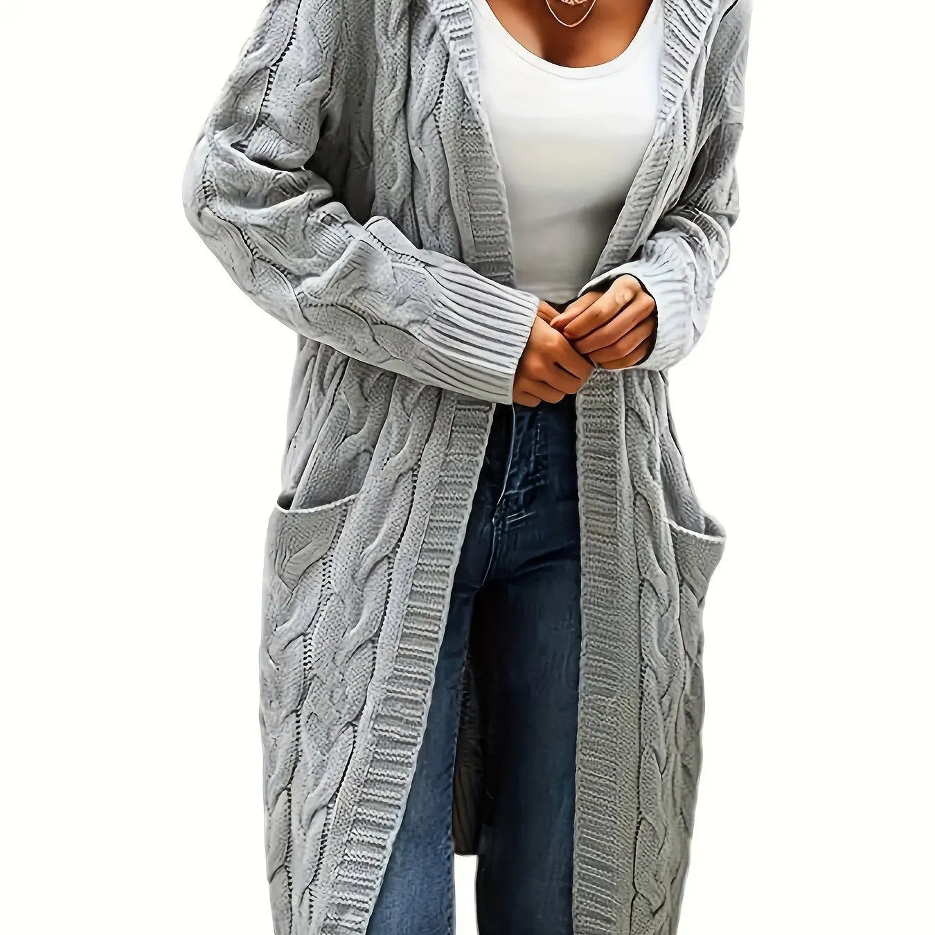 Cozy Open Front Winter Cardigan with Pockets