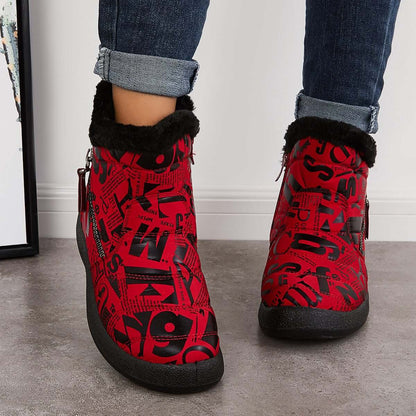 Warm Fur Lining Snow Booties Waterproof Ankle Boots