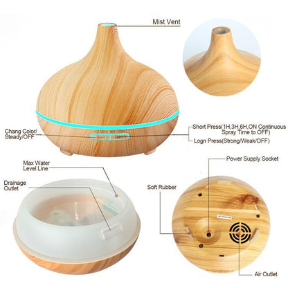 300 ml Essential Oil Diffuser With Dark and Light Wood Grain