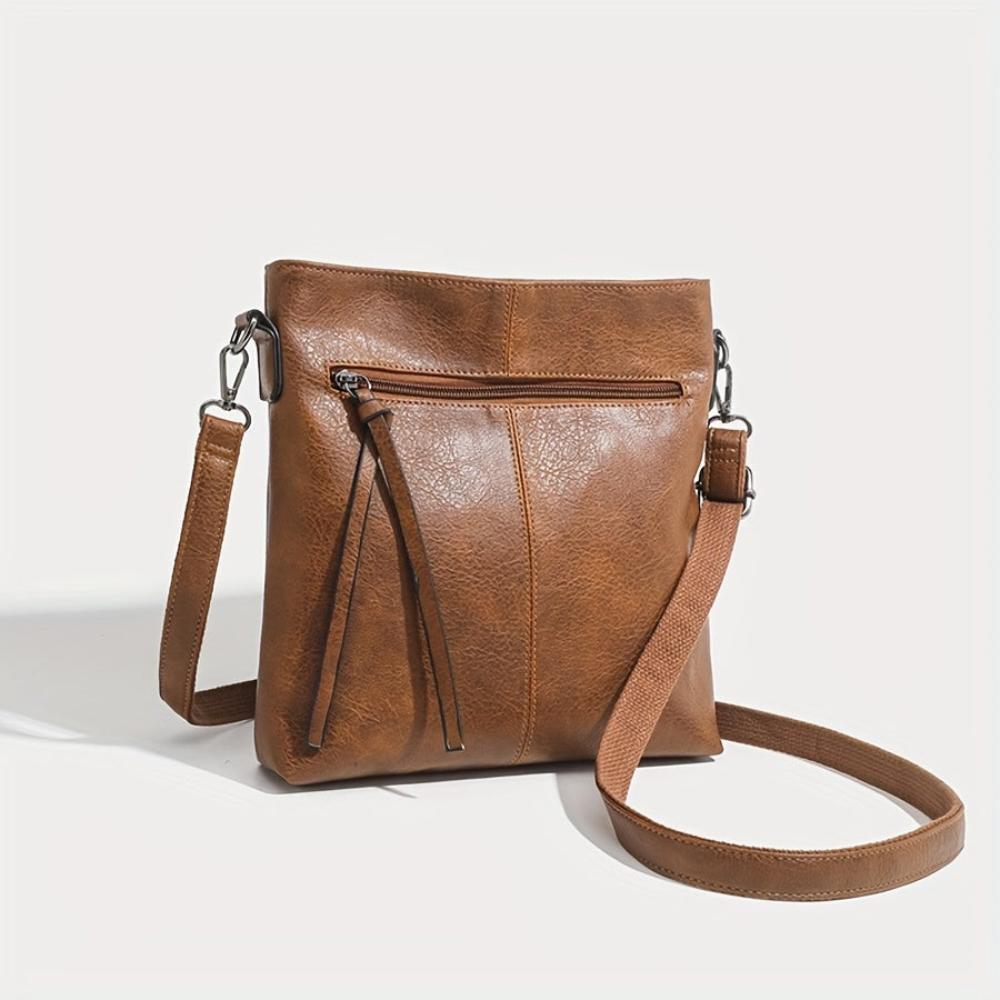 Chic Mini Crossbody Purse with Tassel and Silver Buckle