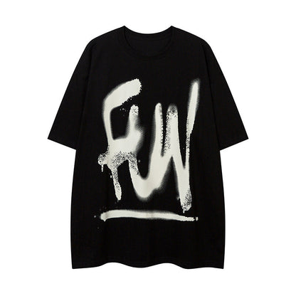 Women's Casual Cotton Short Sleeve T-Shirt with Letter Print