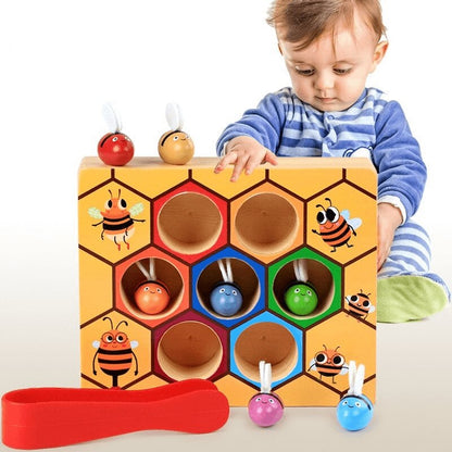 Montessori Educational Industrious Little Bees Kids Wooden Toys For Children