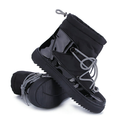Waterproof Winter Snow Booties Pull on Fur Lining Mid Calf Boots