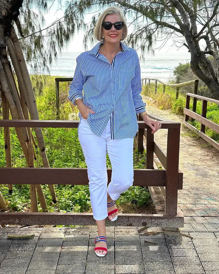 Classic Casual Striped Women's Blouse