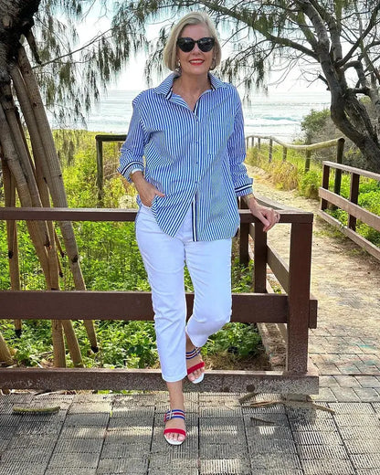 Classic Casual Striped Women's Blouse