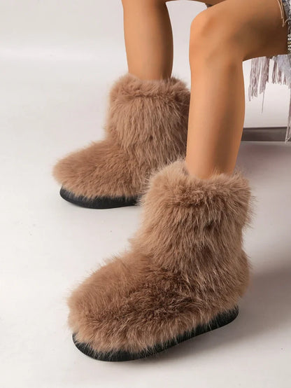 Warm Faux Fur Ankle Boots for Women