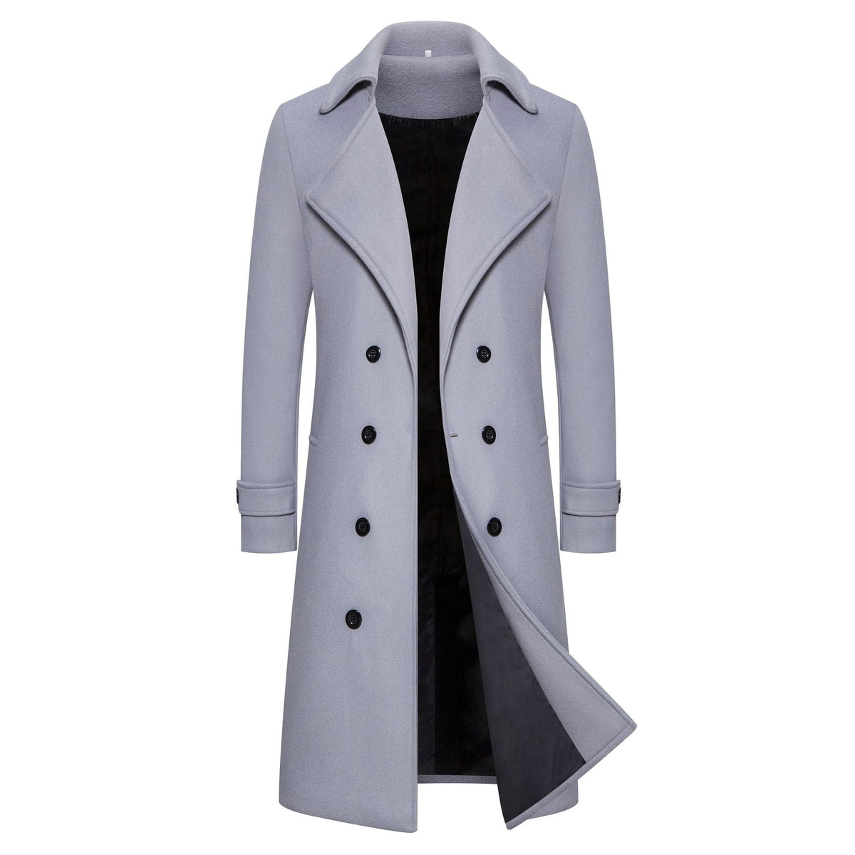 Men's Classic Wool Double Breasted Trench Coat