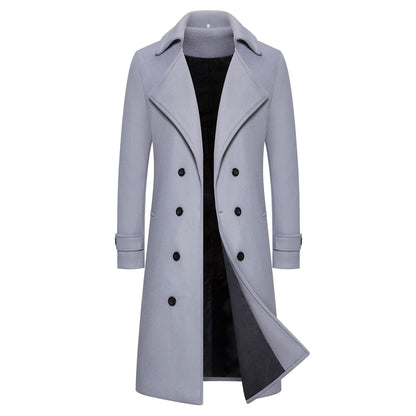 Men's Classic Wool Double Breasted Trench Coat