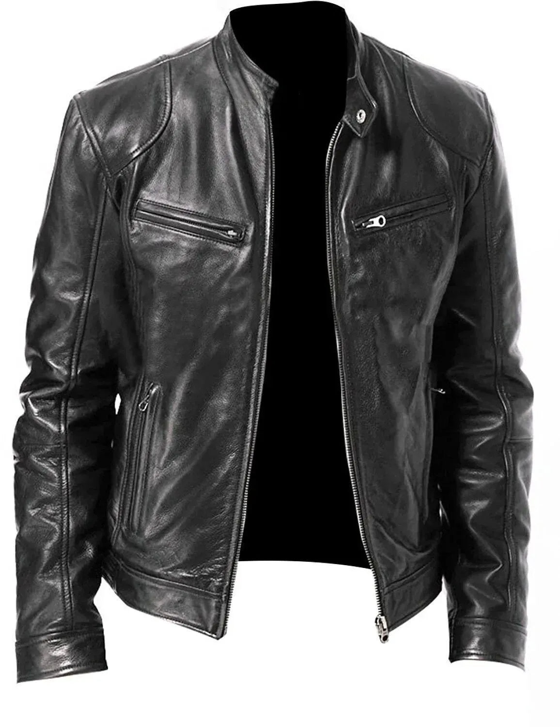 Tough Genuine Leather Biker Jacket for Men - OutfitLondon