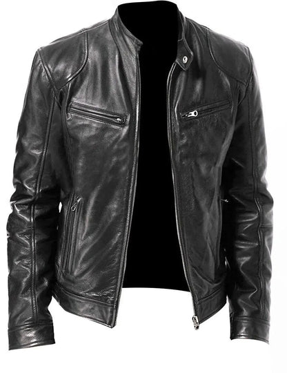 Tough Genuine Leather Biker Jacket for Men - OutfitLondon