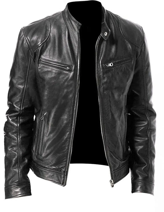 Tough Genuine Leather Biker Jacket for Men - OutfitLondon