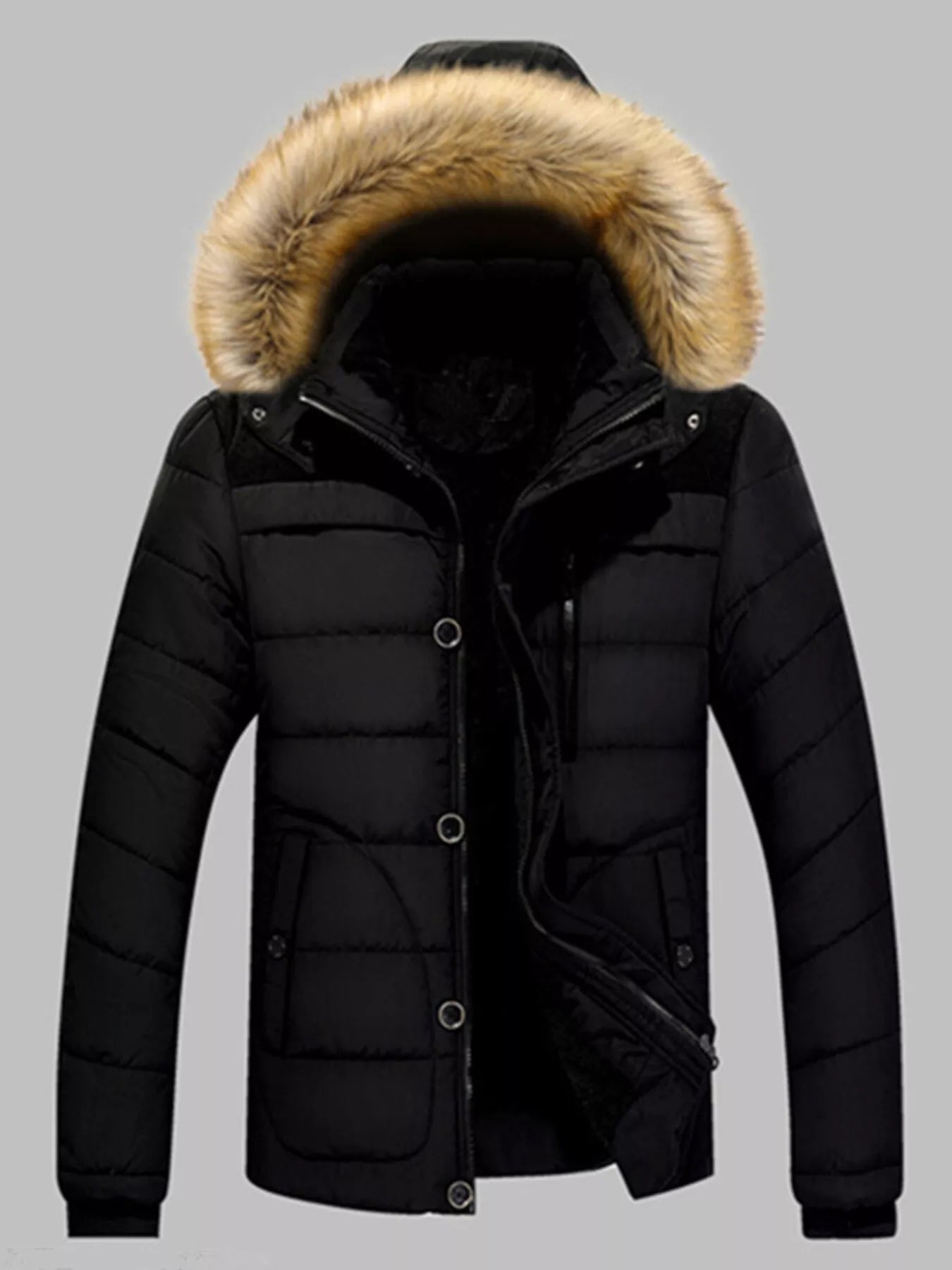 Soft Men's Faux Fur Down Puffer Jacket