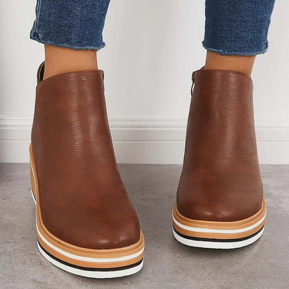 Fashionable Ankle Boots with Side Zipper