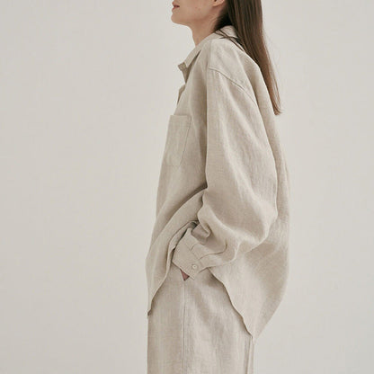 Women's Casual Linen Shirt and Shorts Set