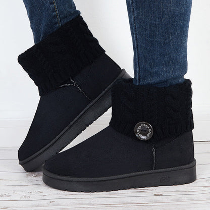 Faux Fur Lined Warm Snow Booties Winter Slip on Ankle Boots