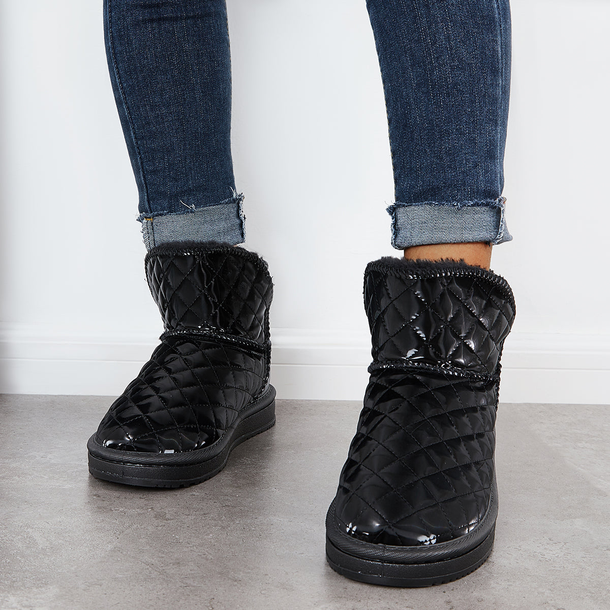 Warm Fur Lined Winter Booties Furry Waterproof Snow Ankle Boots