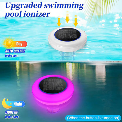 Solar Pool Ionizer with LED Light – Chlorine-Free Purifier for Pools, Hot Tubs & Spas | Reduce Algae, Clean Water