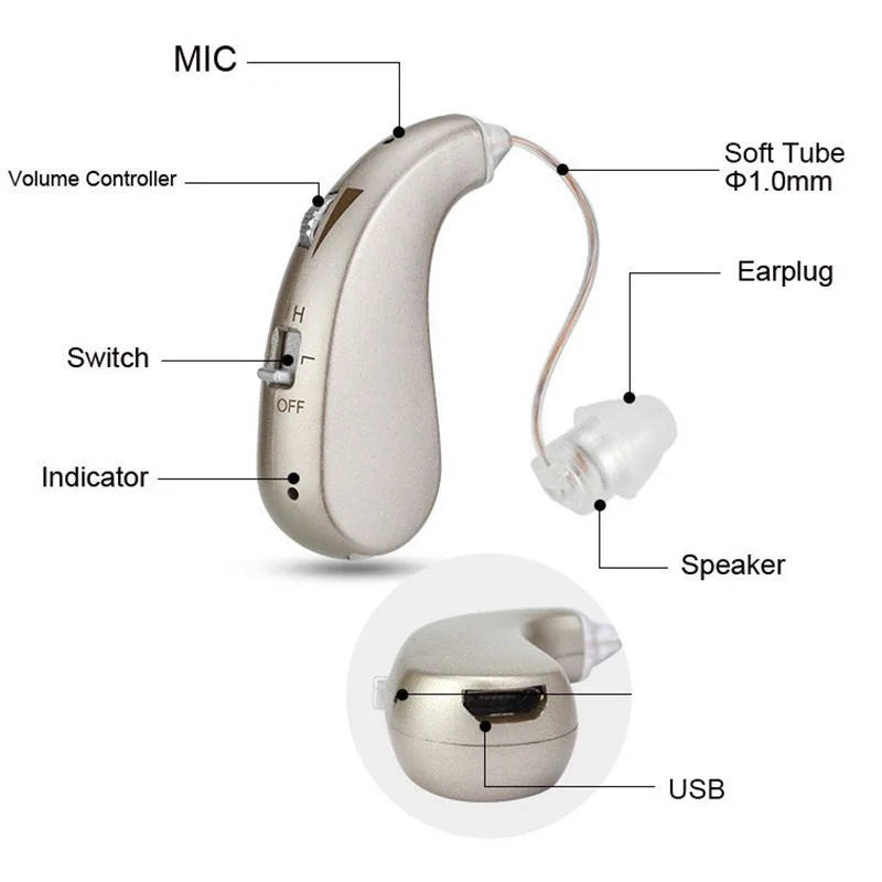 Rechargeable Digital Hearing Aid Severe Loss Invisible Ear Aids High Power