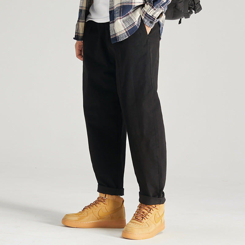 Men's Casual Slim Fit Tapered Cotton Trousers