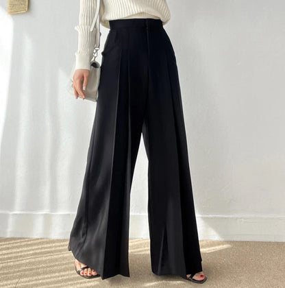 Women's Classic Draped Wide-Leg Suit Pants