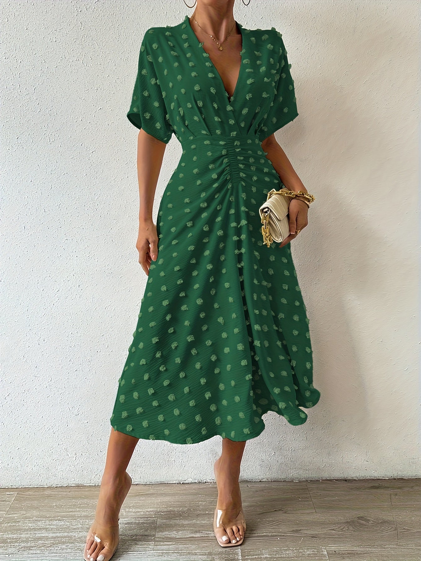 Chic V Neck Short Sleeve Formal Evening Dress