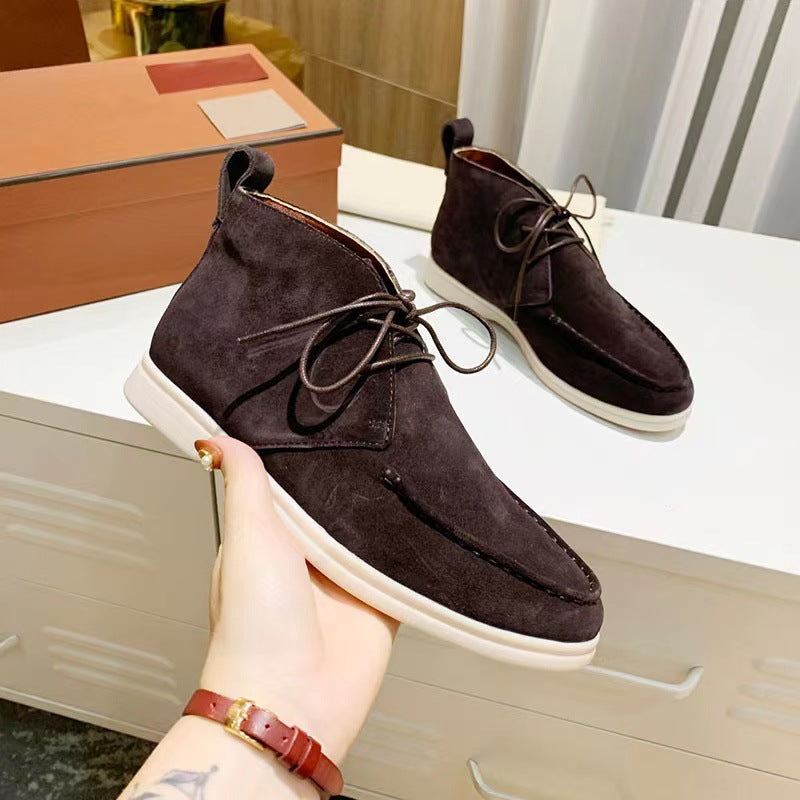 Casual Suede Lace-up Flat Desert Boots