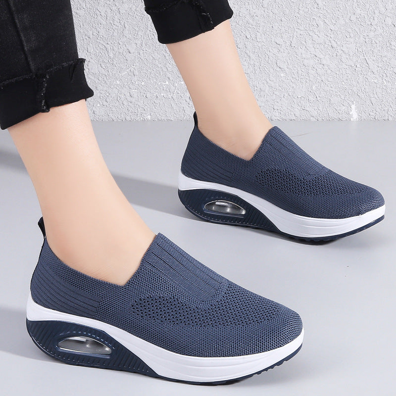 Women Wedge Shoes Breathable Casual Mesh Air-Cushion Walking Sneakers