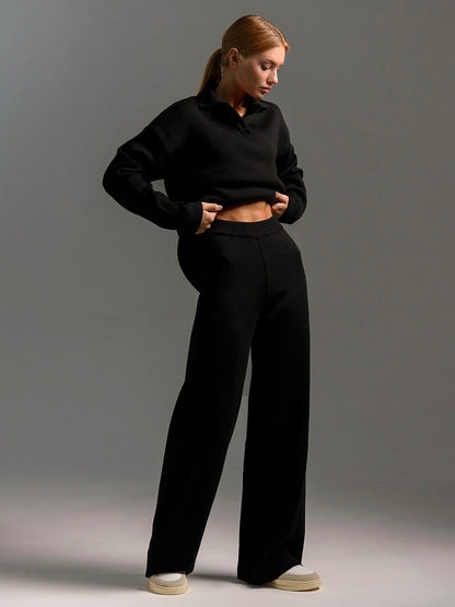 Women's Casual Cotton Sweatshirt and Straight-Leg Pants Set
