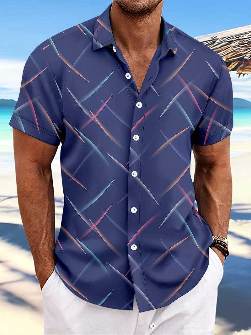 Trendy Mens Button Down Short Sleeve Shirt