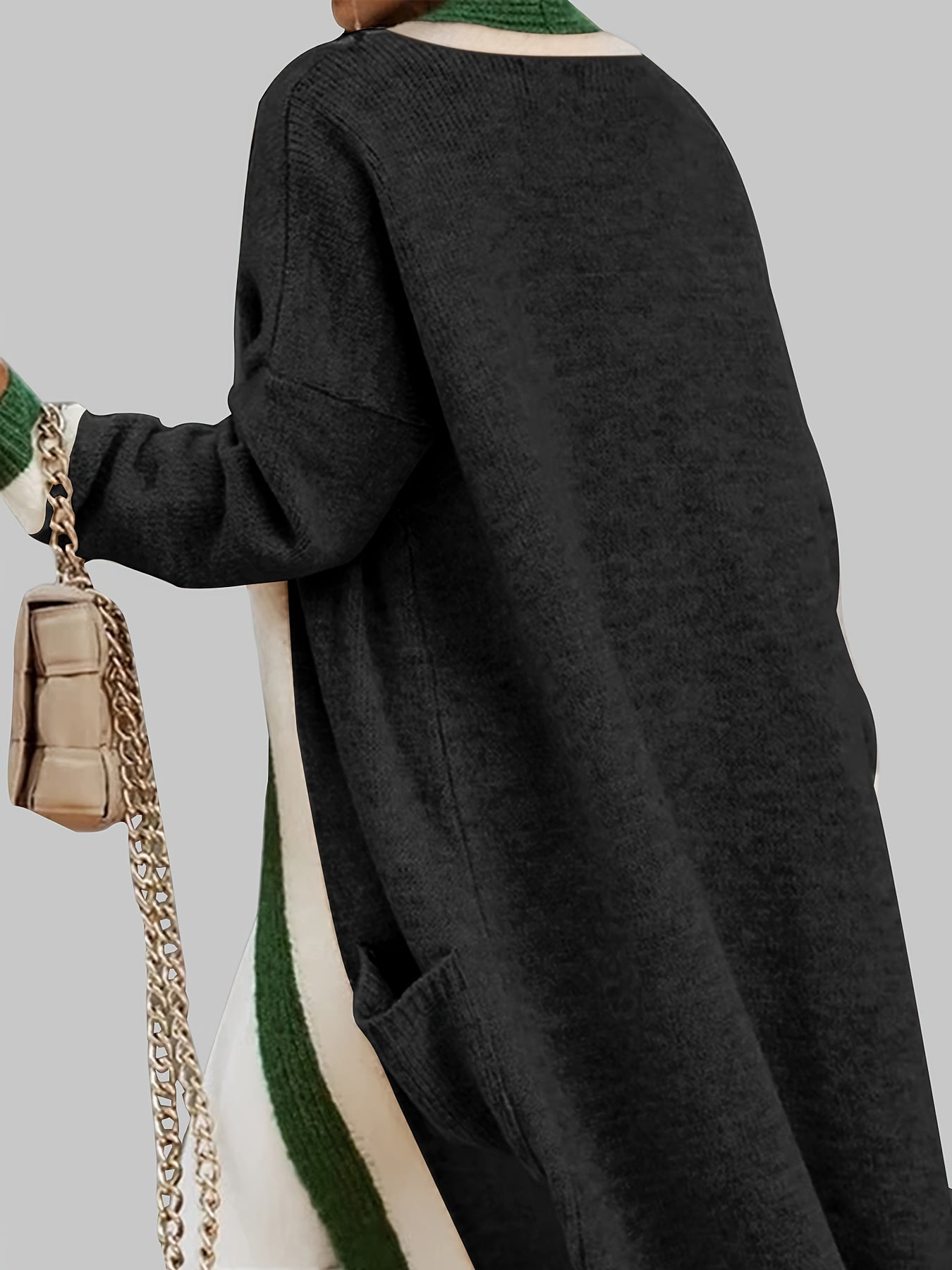 Classic Long Cardigan with Bright Details