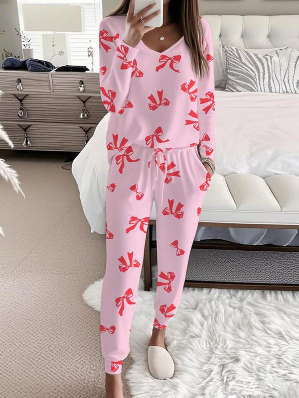 Chic Floral V-Neck Top and Matching Pants Set
