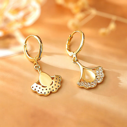Women's Elegant Gold Leaf Drop Earrings