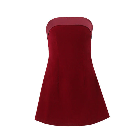 Women's Elegant A-Line Cocktail Dress with Tube Top