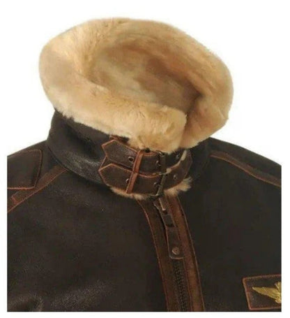 Warm Brown Leather Aviator Jacket