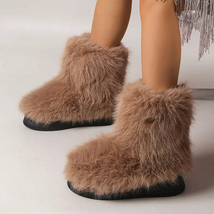 Warm Faux Fur Ankle Boots for Women - OutfitLondon