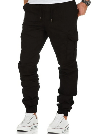 Men's Joggers Pants Trousers Elastic Waistband Drawstring with Side Pocket Casual Daily Solid Color