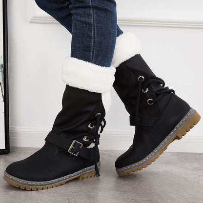 Mid Calf Winter Pull on Booties Mid Knee High Snow Boots