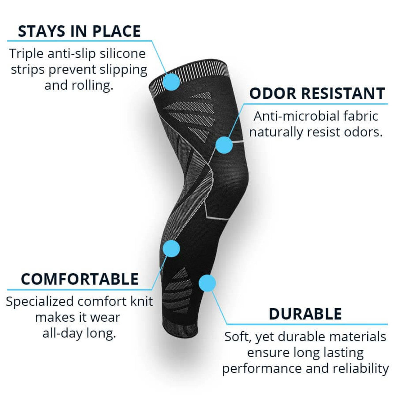 Leg Compression Sleeve, Knee Stabilizer Brace for Pain Relief