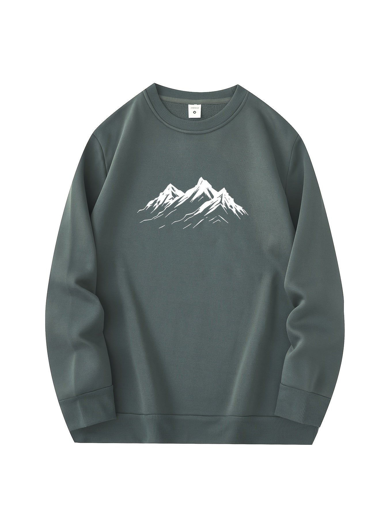 Warm Mens Fleece Sweatshirt with Mountain Graphic