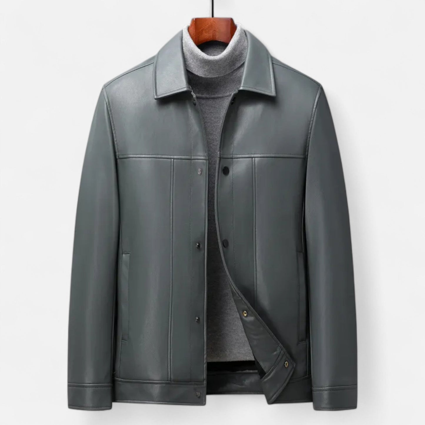 Classic Real Leather Polo Coat - Regular Fit Jacket