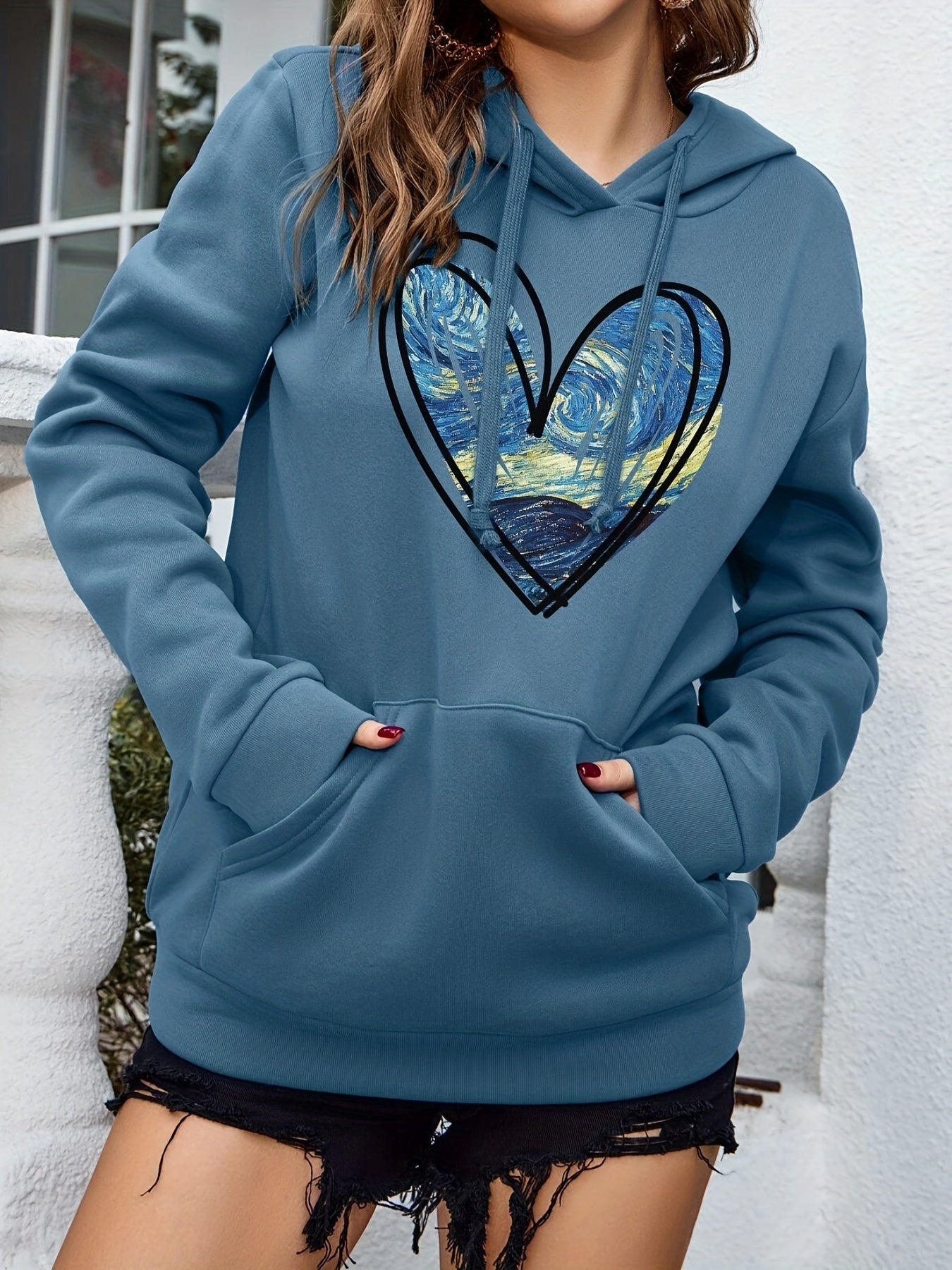 Cozy Ladies Relaxed Fit Hoodie with Love Graphic - OutfitLondon