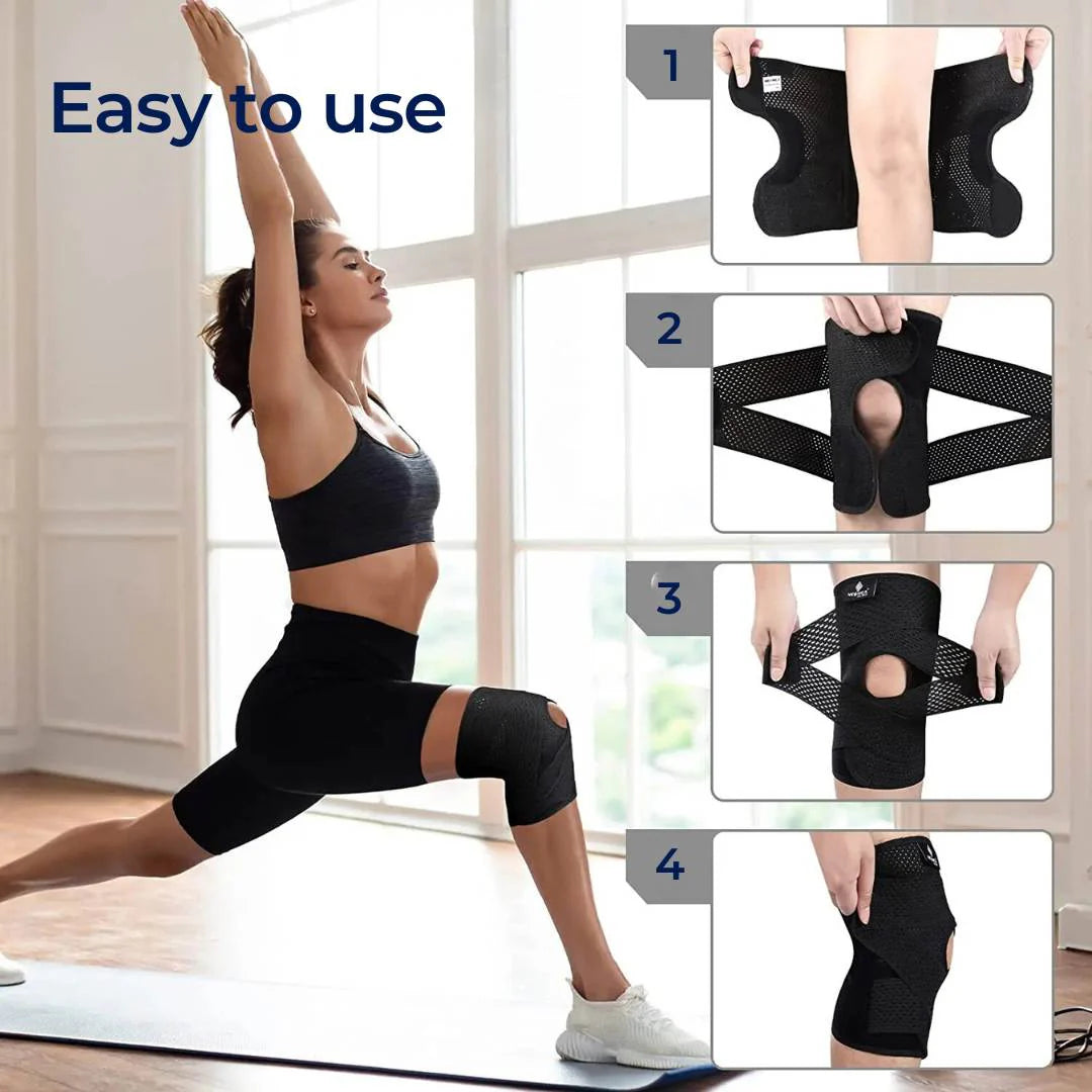 Knee Pads | with Support Compression Springs and Tension Strap - for Stability - Pain Relief and Protection