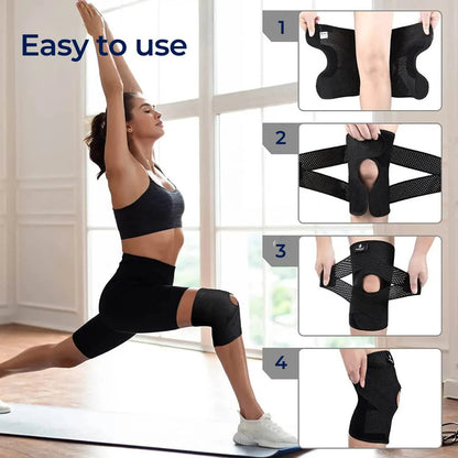 Knee Pads | with Support Compression Springs and Tension Strap - for Stability - Pain Relief and Protection