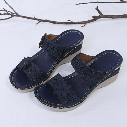 Women Orthopedic Casual Shoes Vintage Flower Fish Mouth Sandals