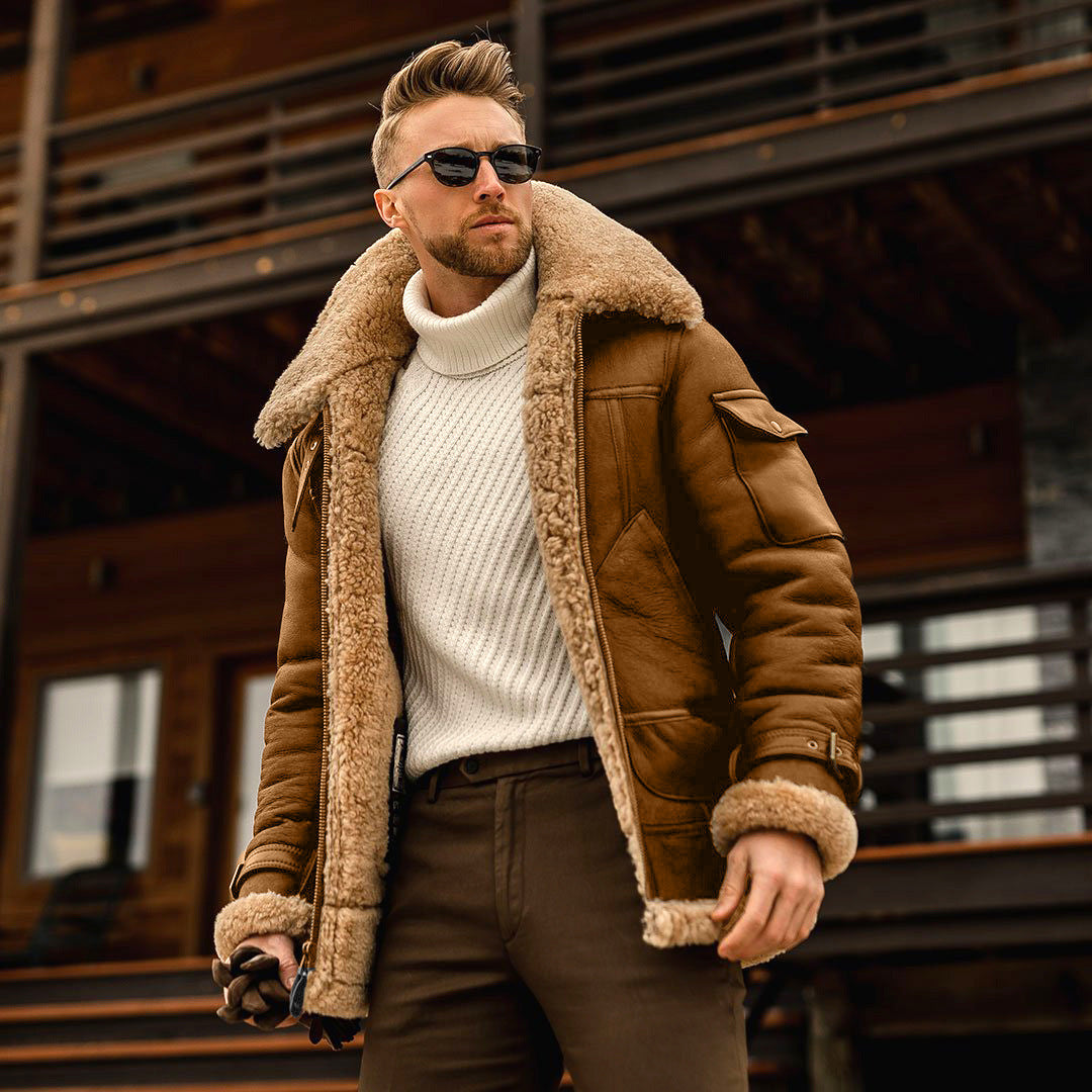 Premium Sheepskin Leather Aviator Jacket