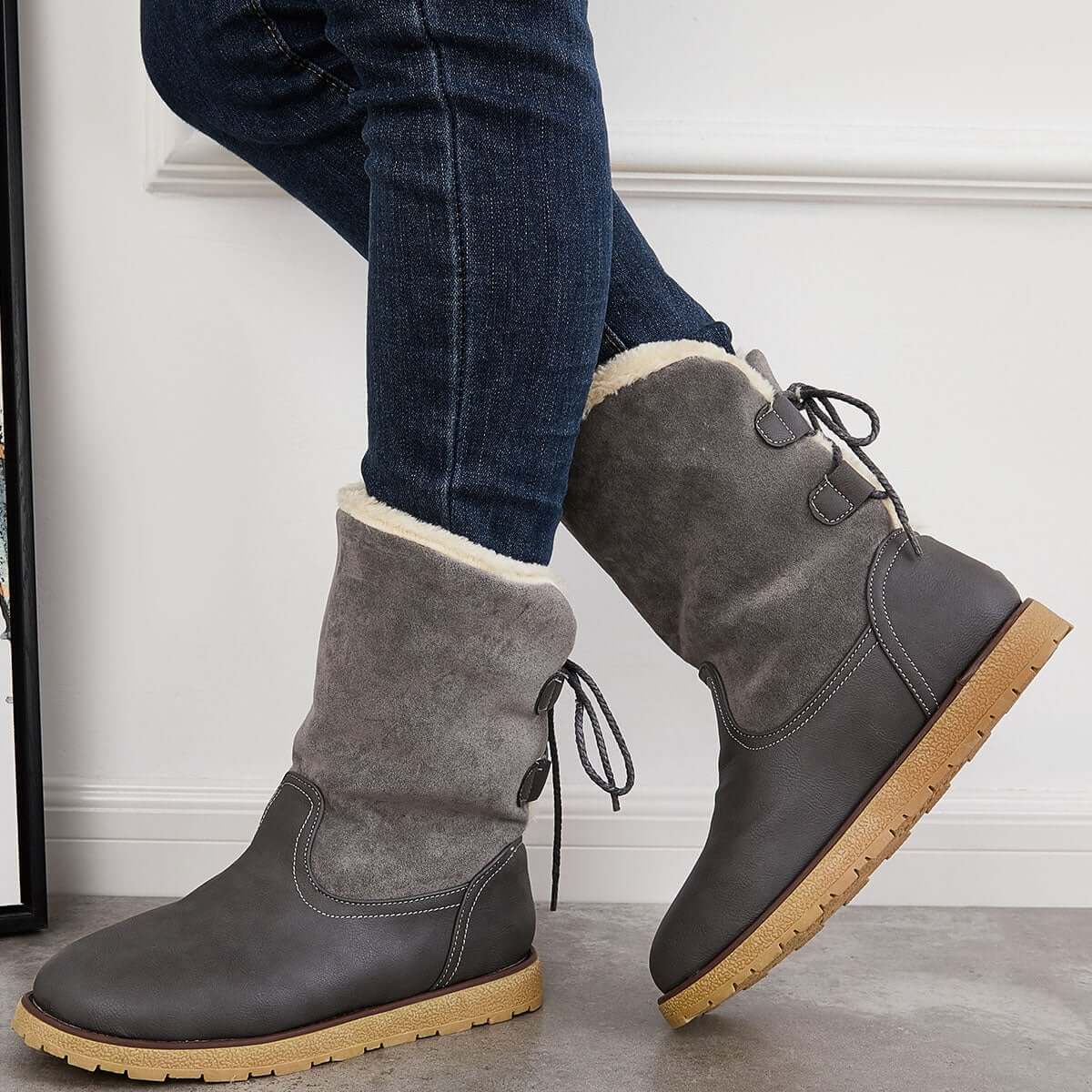 Non Slip Waterproof Snow Anke Boots Warm Fur Lined Booties