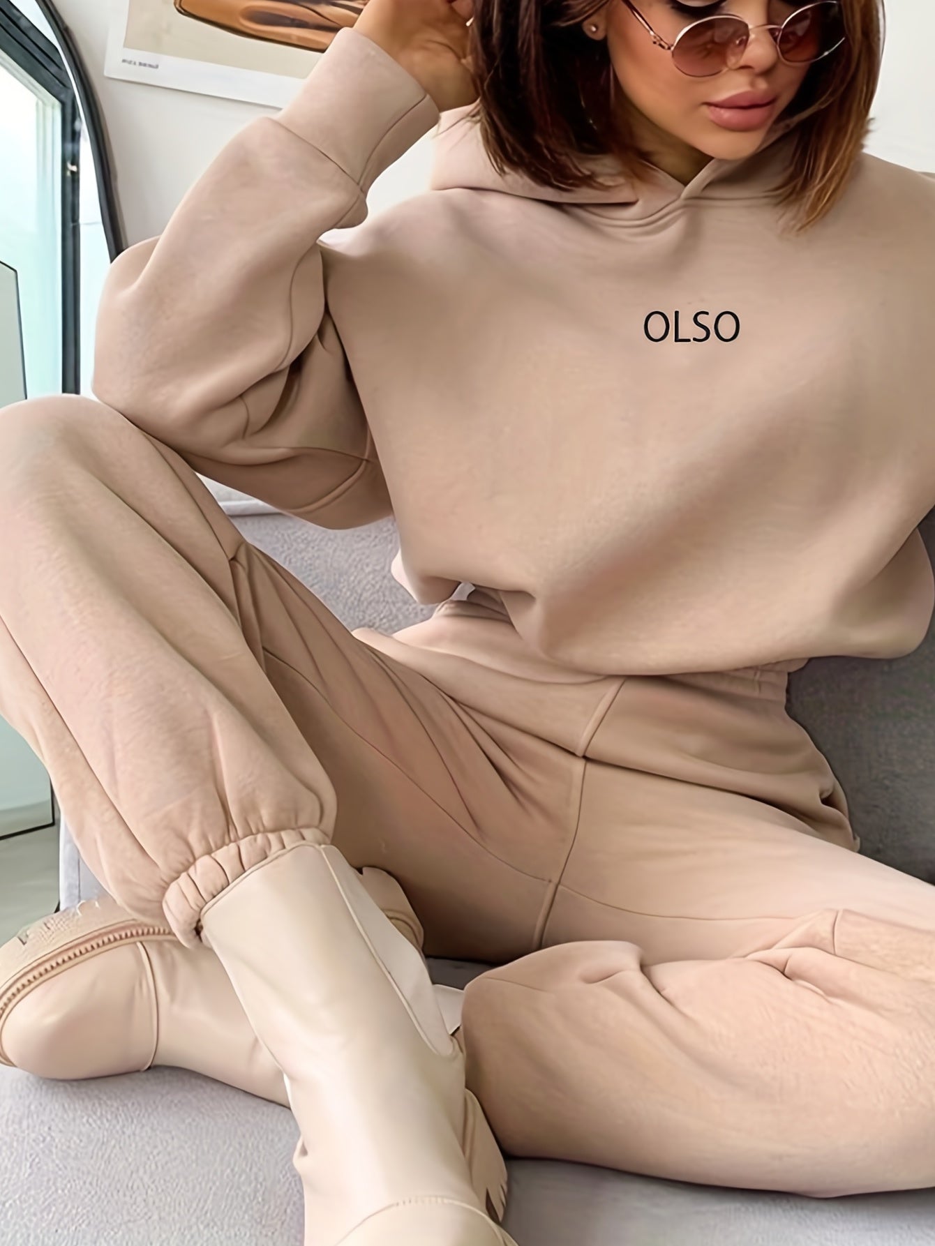 Soft Women's Hooded Sweat Suit with Stretchy Waist