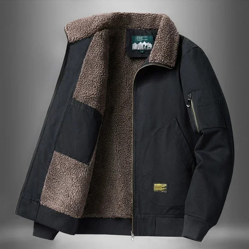 Cozy Insulated Leather Coat - OutfitLondon