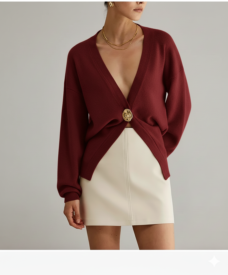 Women's Open Front Cardigan Sweater with Gold Buttons