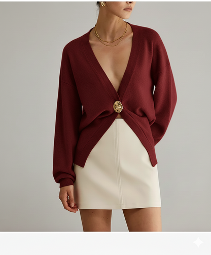 Women's Open Front Cardigan Sweater with Gold Buttons